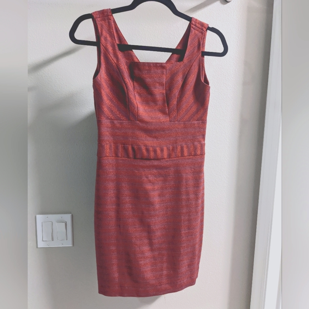 Striped work mini dress with stretchy fabric
